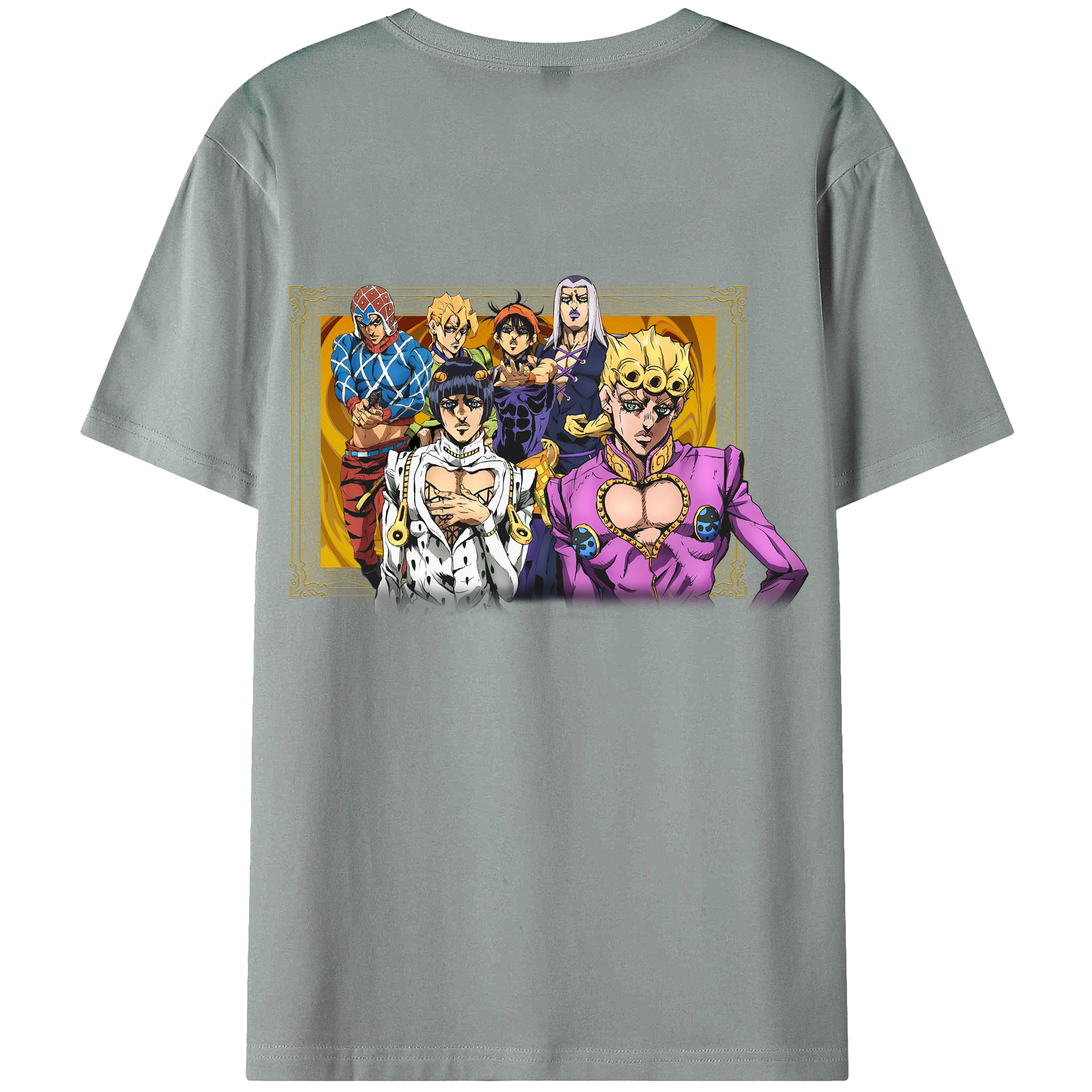 （画像用） ジョジョの奇妙な冒険 ジョルノ?ジョバァーナ JoJo's Bizarre Adventure Giorno Giovanna 綿100％ メンズ半袖Tシャツ（バックプリント） 通気性